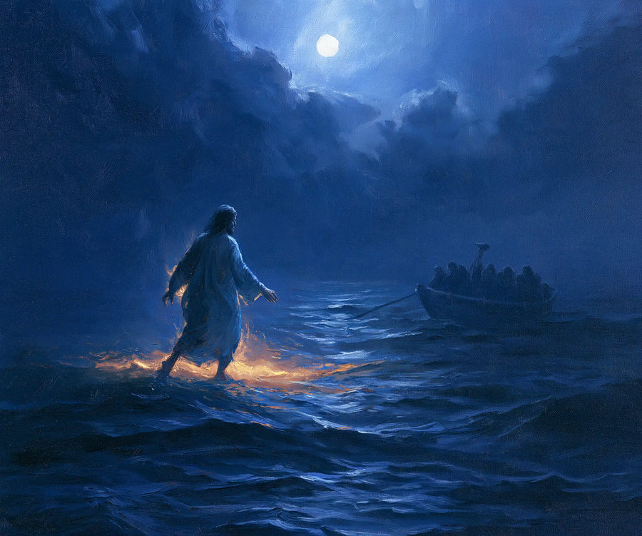 Jesus Walking on Water - Midnight Blue Chiaroscuro · Landscape n° 1