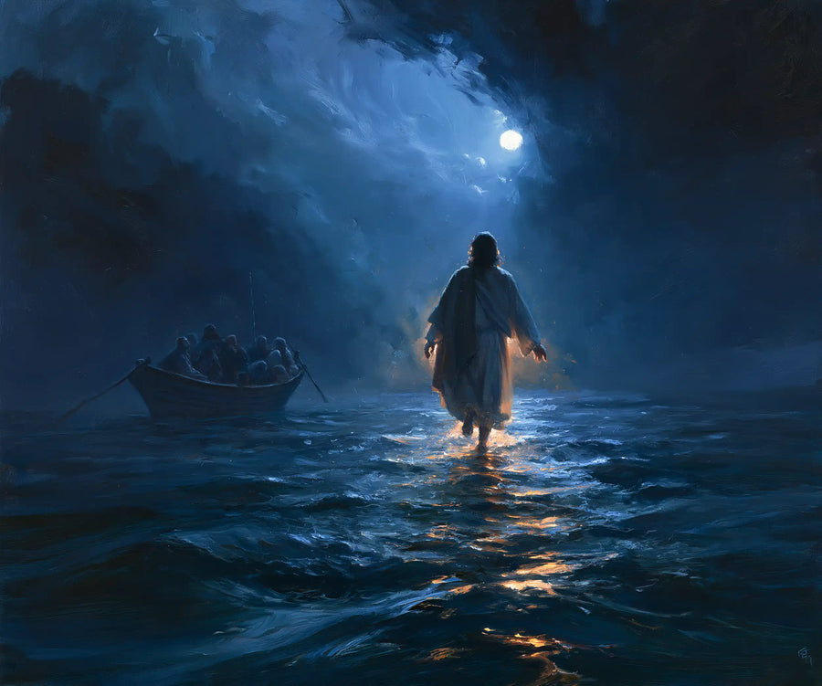 Jesus Walking on Water - Midnight Blue Chiaroscuro · Landscape n° 5