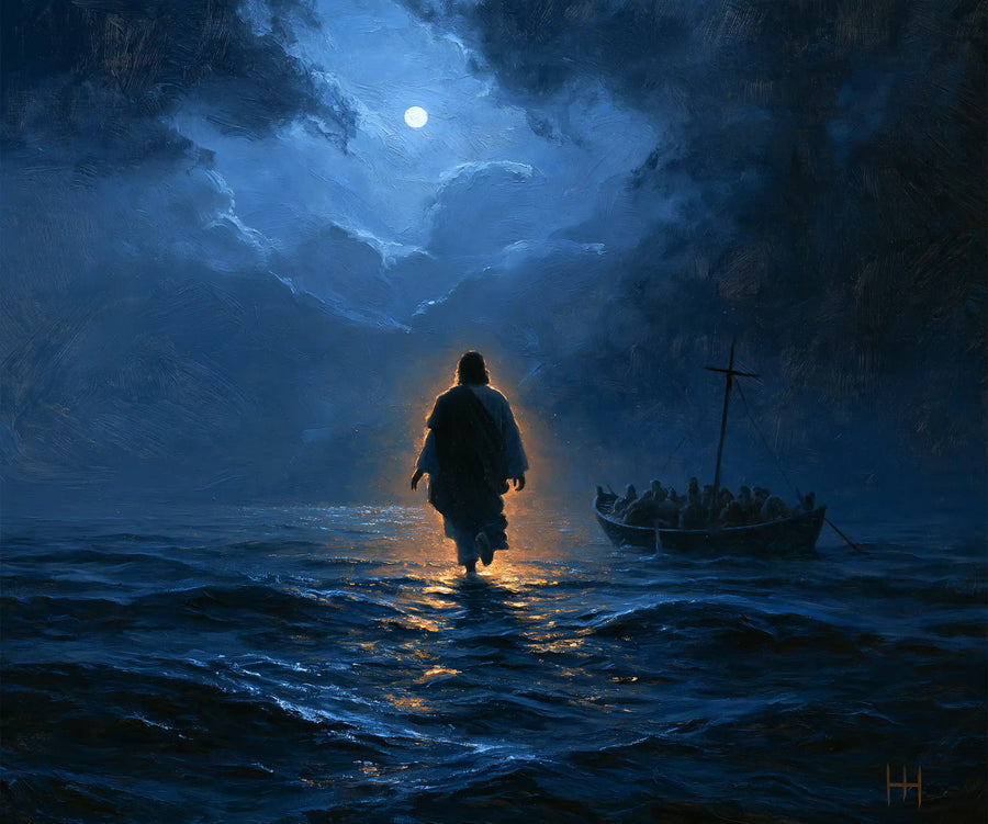 Jesus Walking on Water - Midnight Blue Chiaroscuro · Landscape n° 6