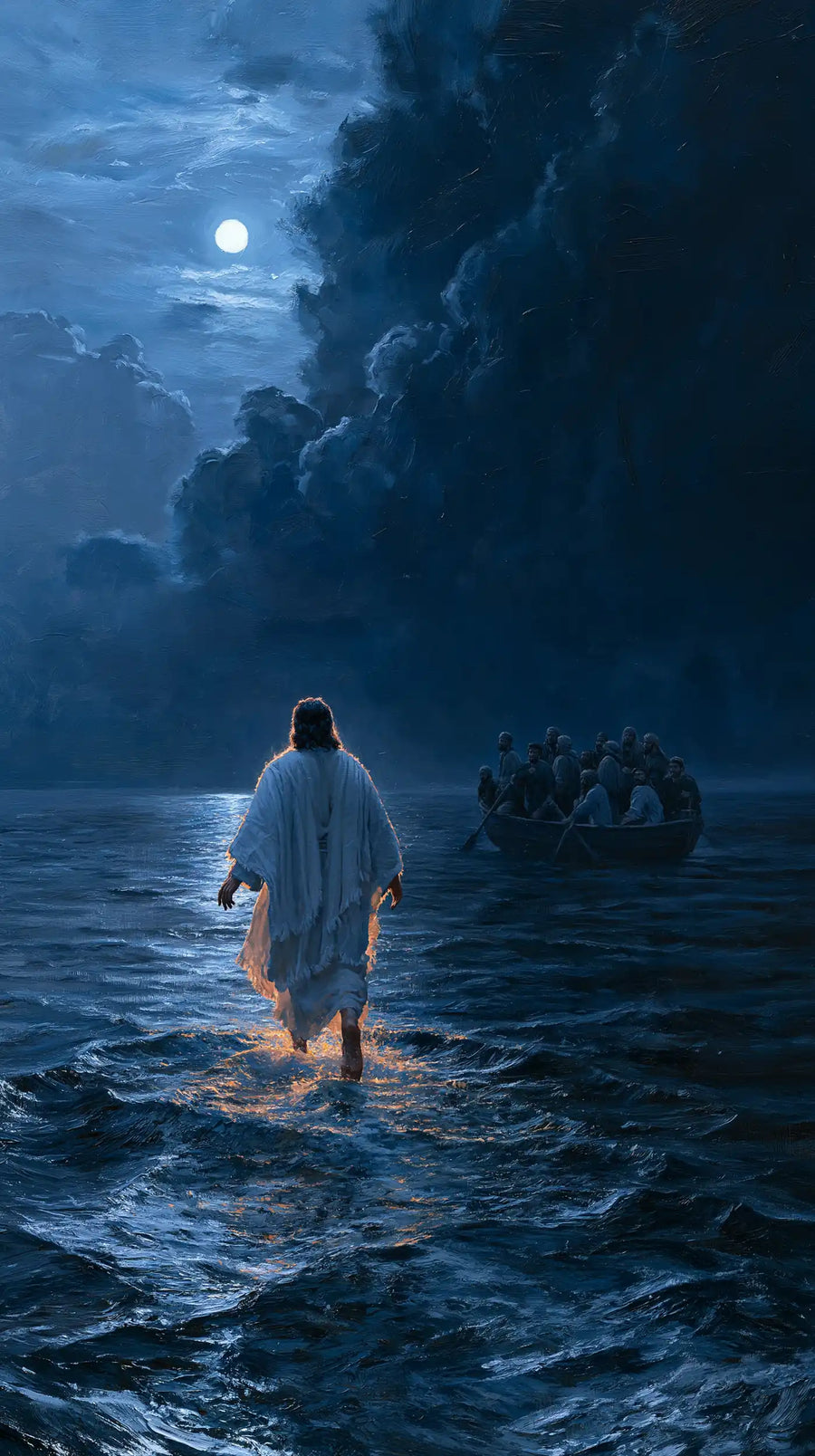 Jesus Walking on Water - Midnight Blue Chiaroscuro · Portrait n° 5