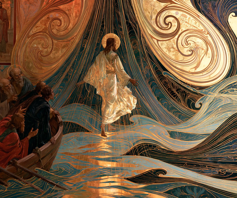 Jesus Walking on Water - Sacred Art Nouveau · Landscape n° 5