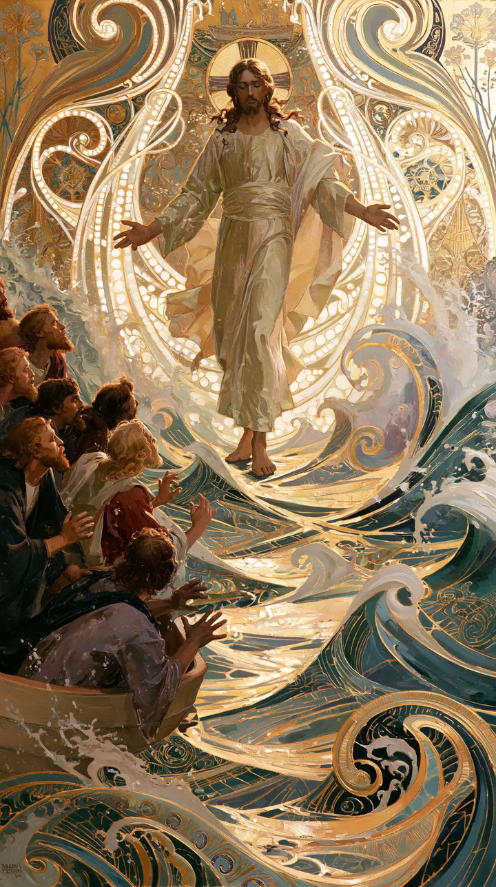 Jesus Walking on Water - Sacred Art Nouveau · Portrait n° 1