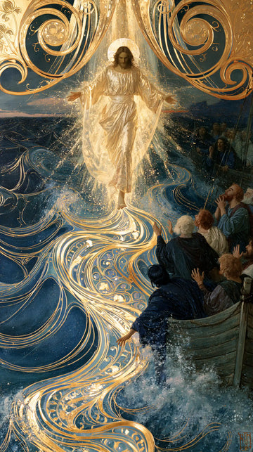 Jesus Walking on Water - Sacred Art Nouveau · Portrait n° 6