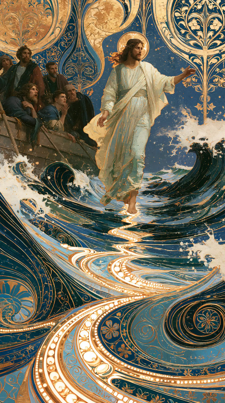 Jesus Walking on Water - Sacred Art Nouveau · Portrait n° 7