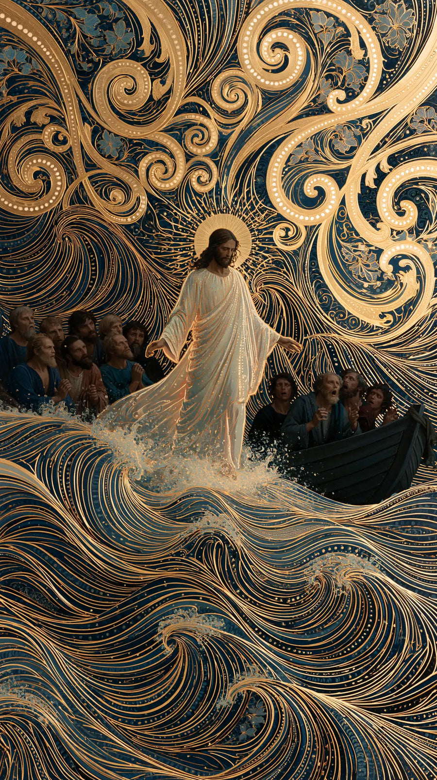 Jesus Walking on Water - Sacred Art Nouveau · Portrait n° 10