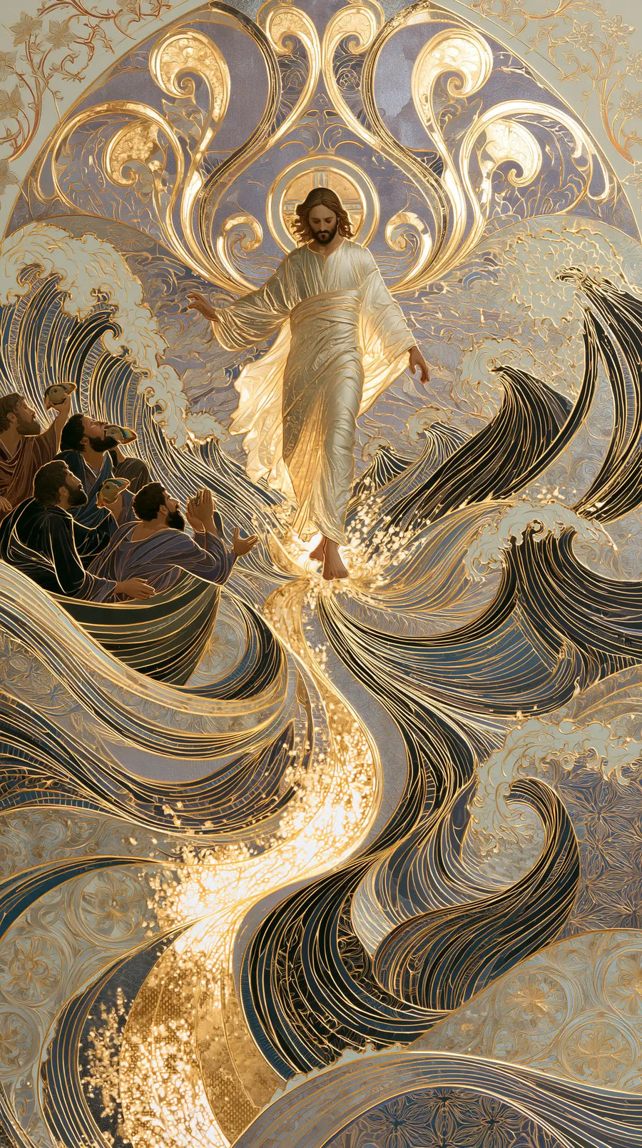 Jesus Walking on Water - Sacred Art Nouveau · Portrait n° 15
