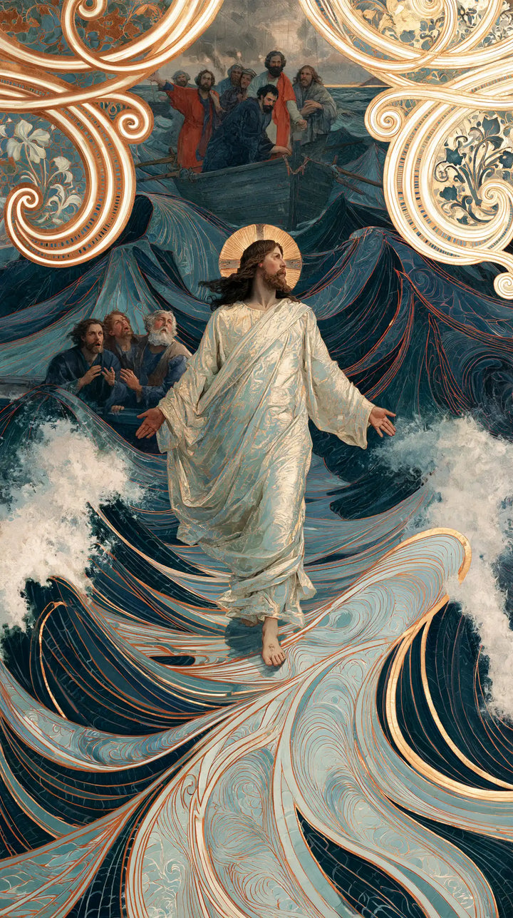 Jesus Walking on Water - Sacred Art Nouveau · Portrait n° 18