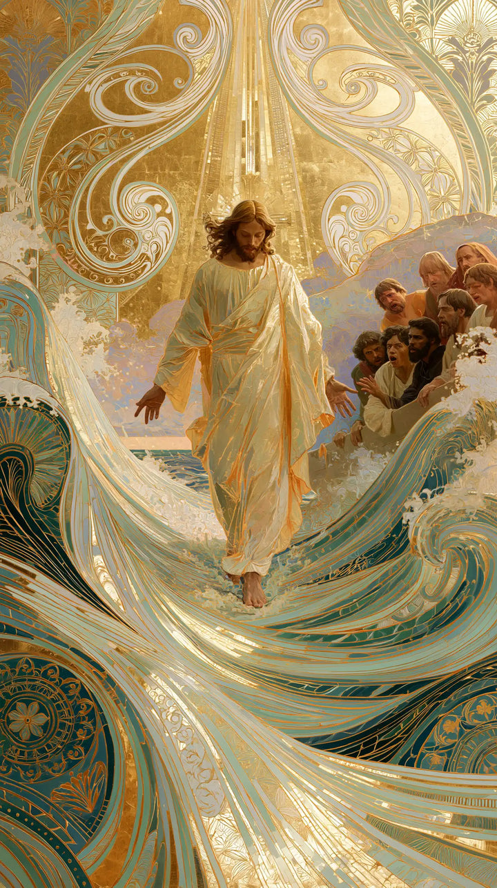 Jesus Walking on Water - Sacred Art Nouveau · Portrait n° 20