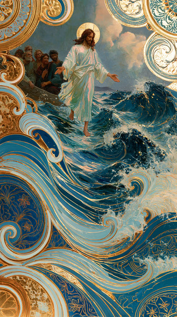 Jesus Walking on Water - Sacred Art Nouveau · Portrait n° 21