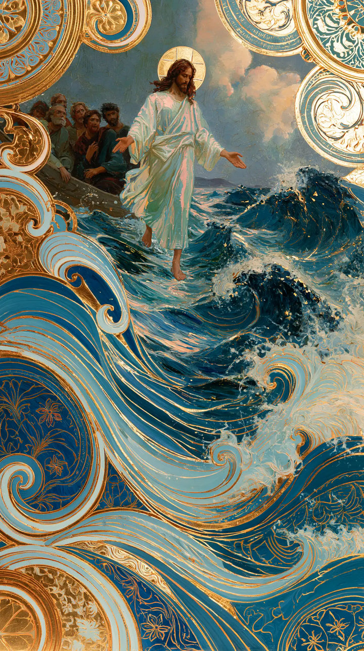 Jesus Walking on Water - Sacred Art Nouveau · Portrait n° 21