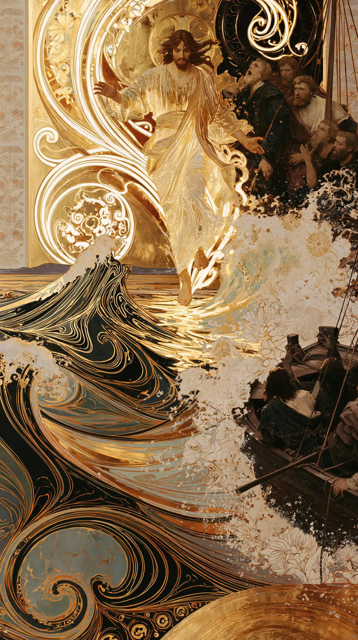 Jesus Walking on Water - Sacred Art Nouveau · Portrait n° 27