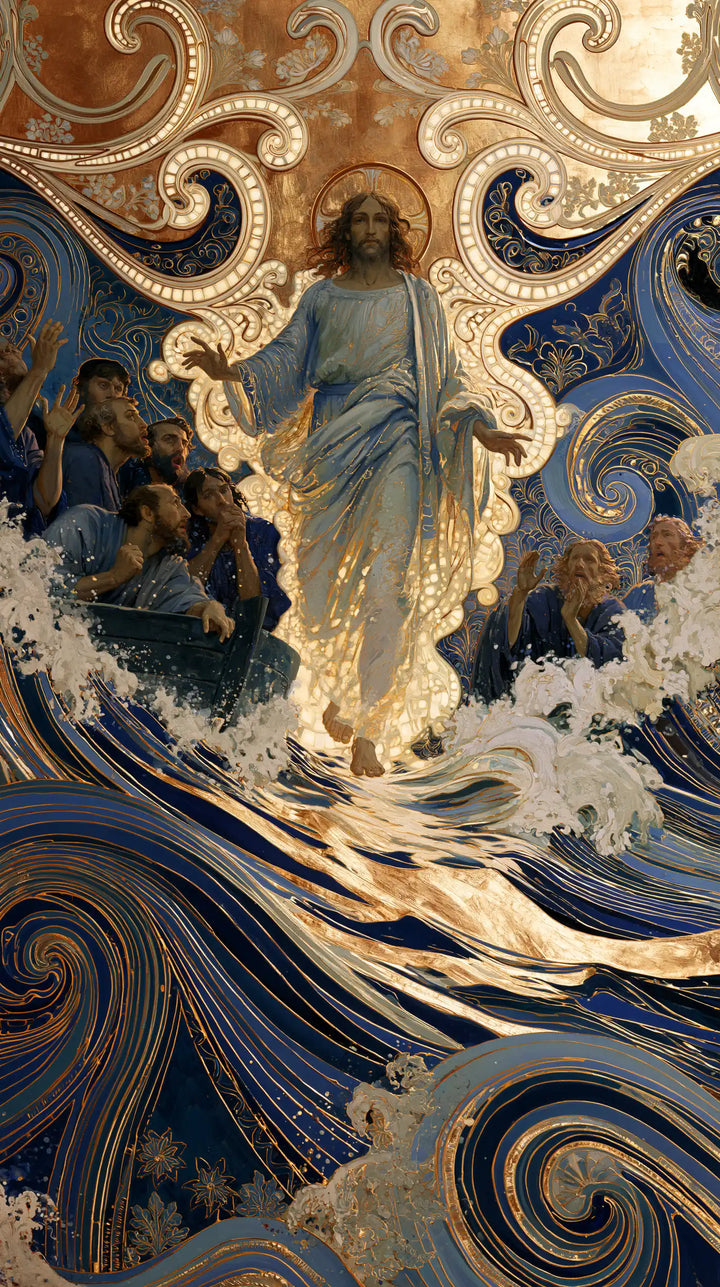 Jesus Walking on Water - Sacred Art Nouveau · Portrait n° 28