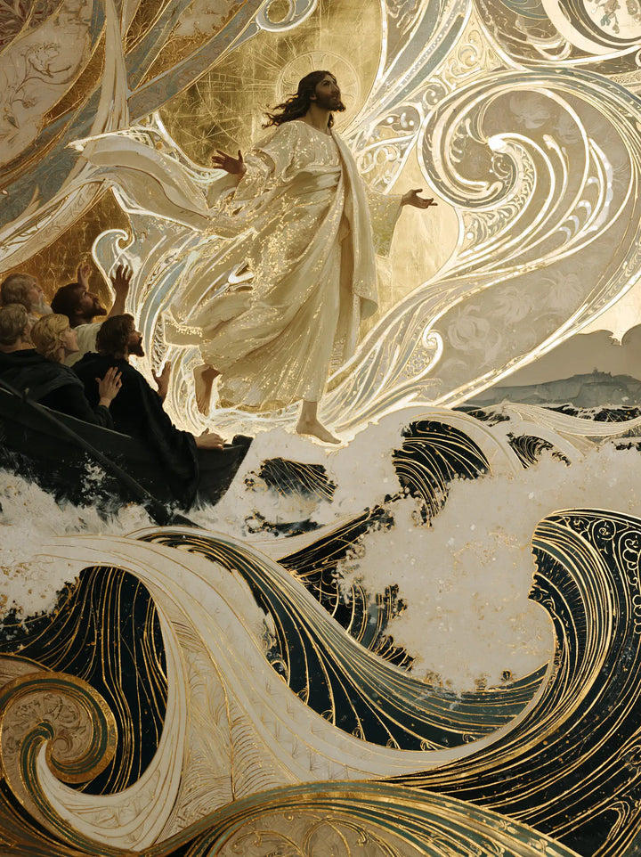Jesus Walking on Water - Sacred Art Nouveau · Portrait n° 31