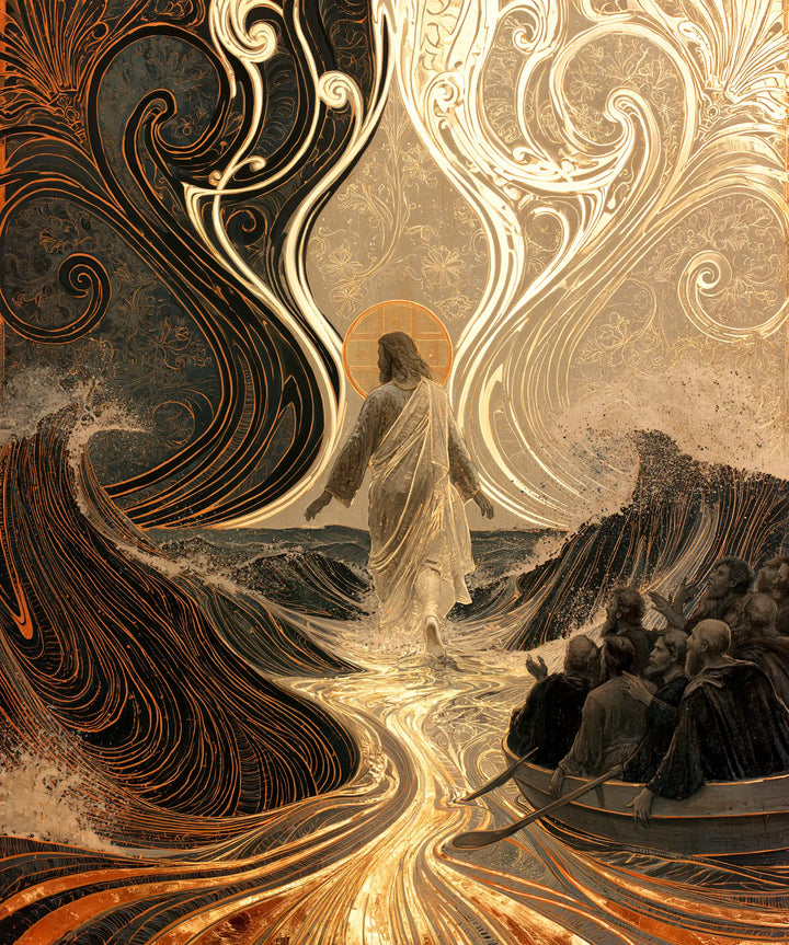 Jesus Walking on Water - Sacred Art Nouveau · Portrait n° 44