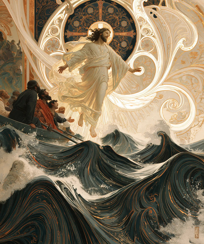 Jesus Walking on Water - Sacred Art Nouveau · Portrait n° 45