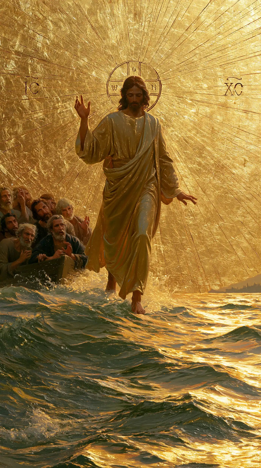 Jesus Walking on Water - Sacred Gold · Portrait n° 1