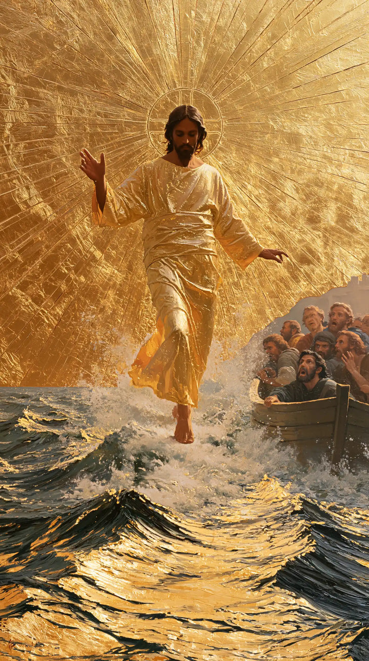 Jesus Walking on Water — The Golden Robe upon the Wave Tips