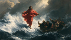 Jesus Walking on Water — The Red Cloak before the Breaking Crest