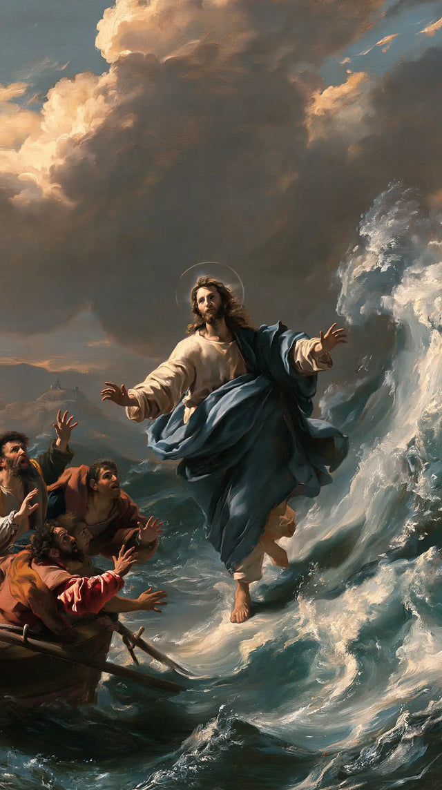 Jesus Walking on Water — The Blue Cloak before the Rising Foam