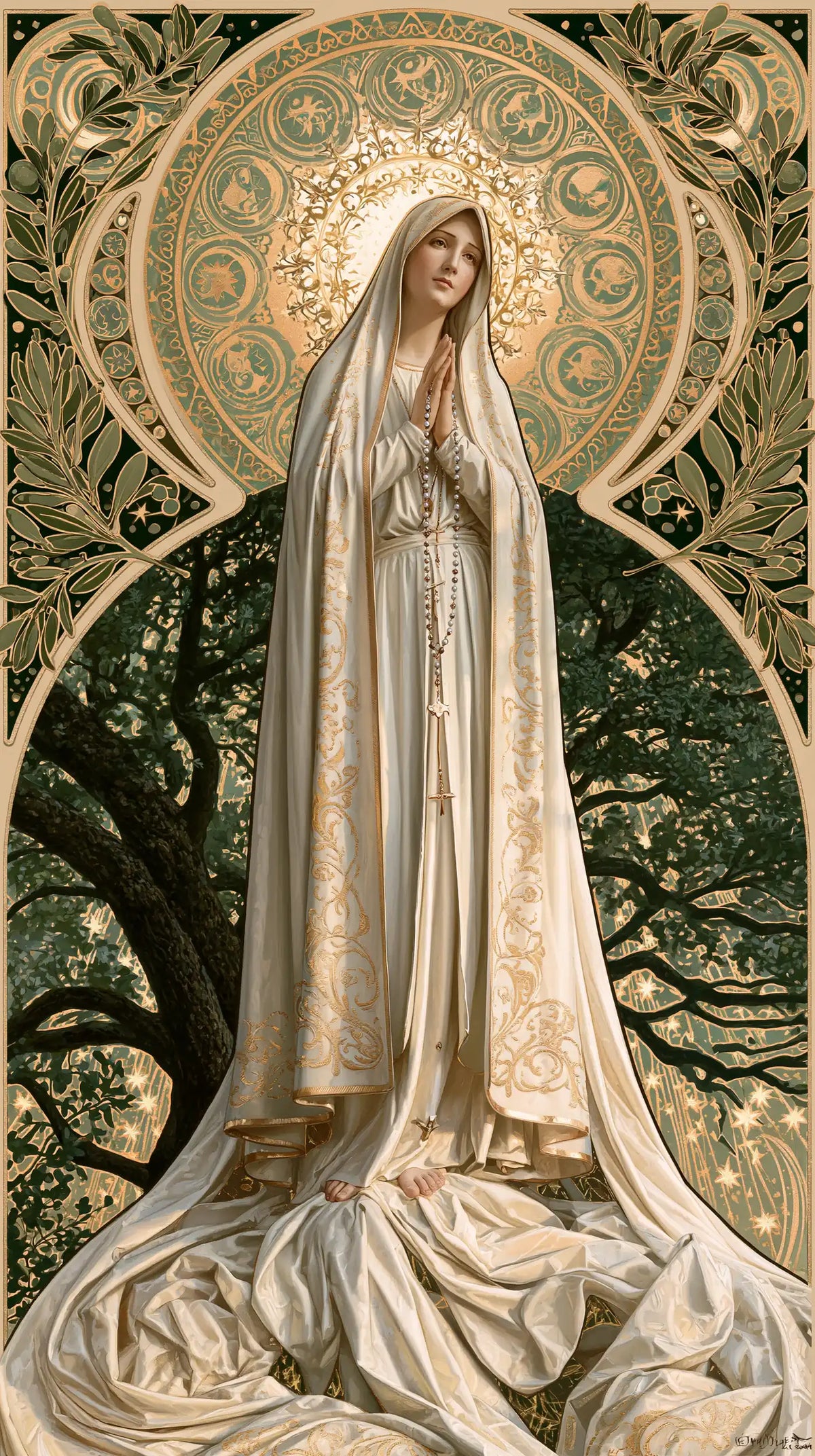Our Lady of Fatima – Sacred Art Nouveau · Portrait no. 3