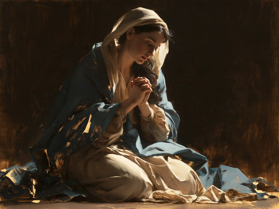 Virgin Mary in Prayer - Black and Gold · Landscape n° 1
