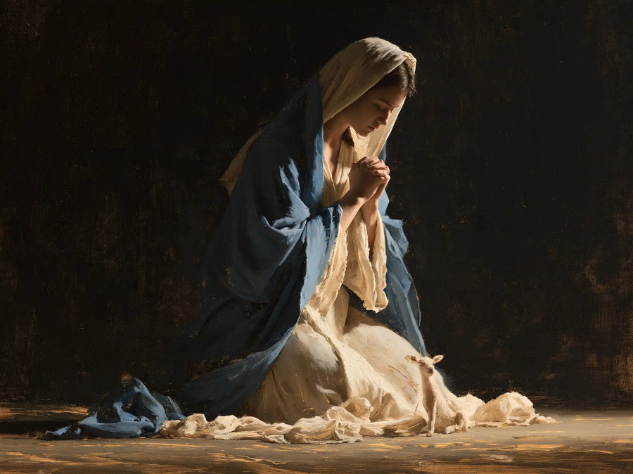 Virgin Mary in Prayer - Black and Gold · Landscape n° 2
