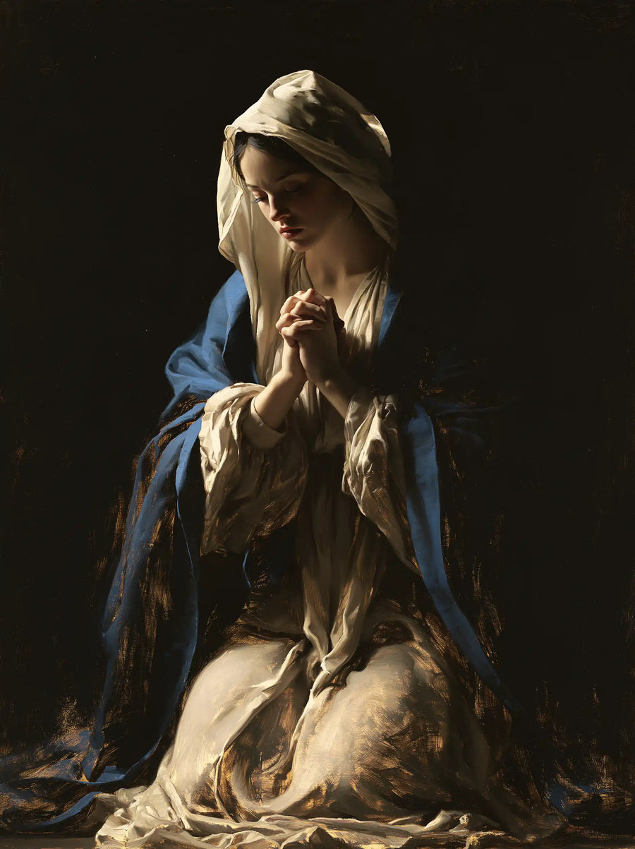 Virgin Mary in Prayer - Black and Gold · Portrait n° 3