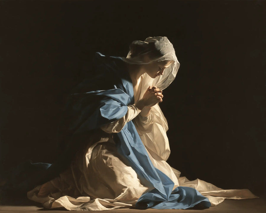 Virgin Mary in Prayer - Caravaggio Tenebrism · Landscape n° 3