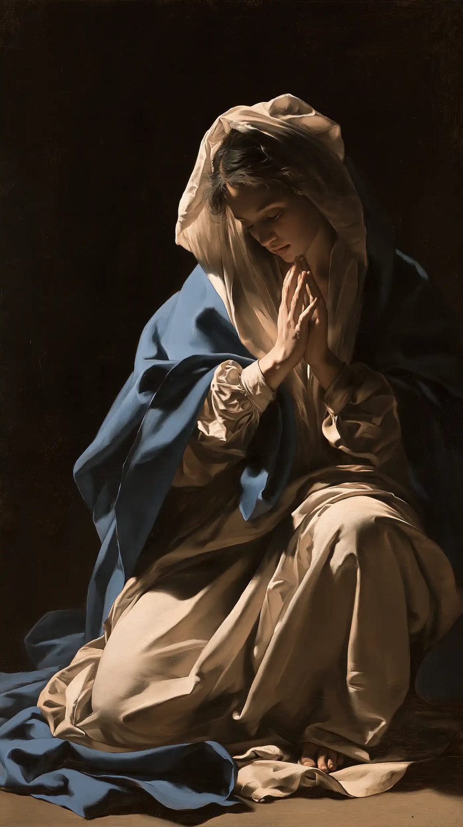 Virgin Mary in Prayer - Caravaggio Tenebrism · Portrait n° 2