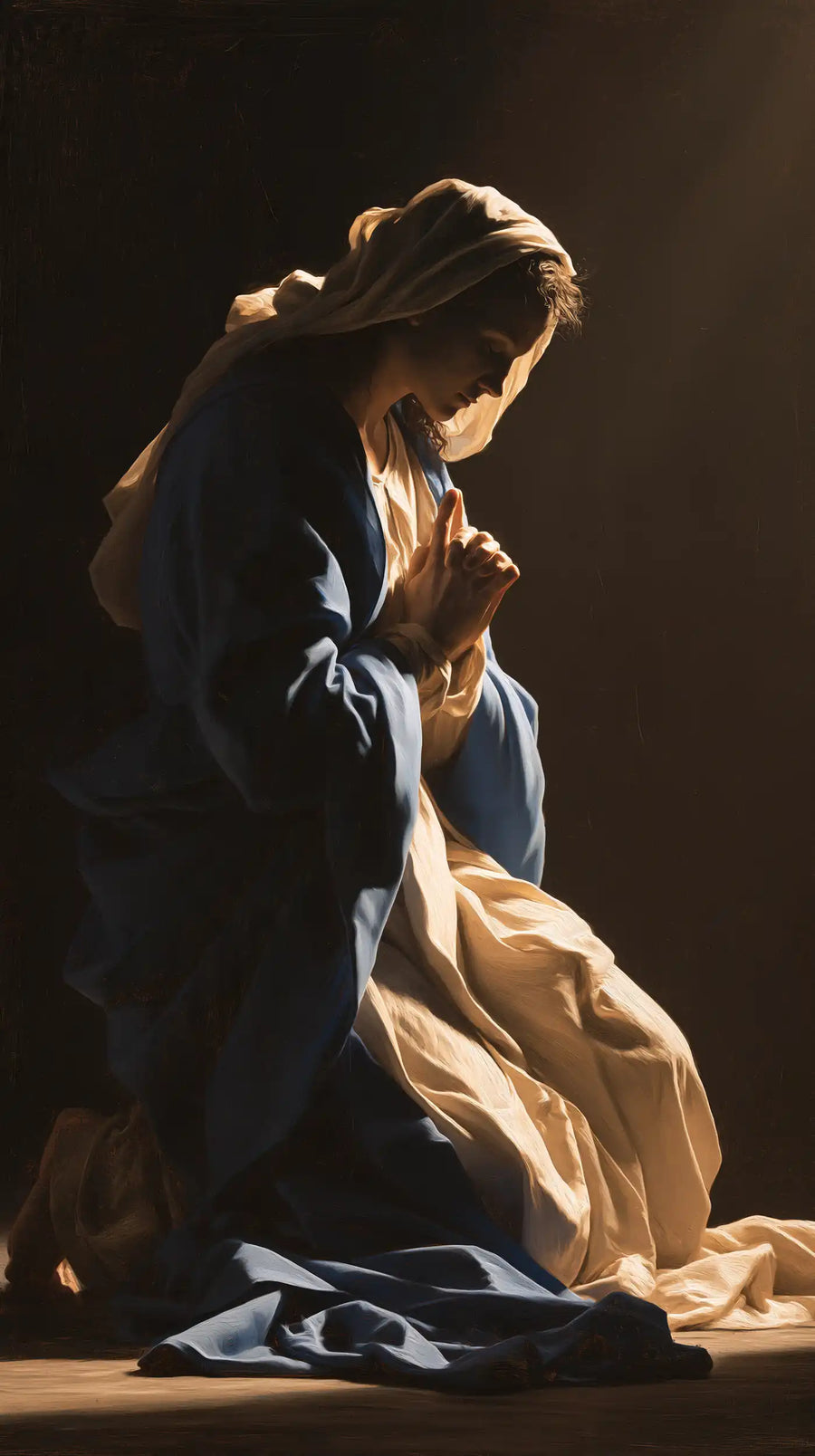Virgin Mary in Prayer - Caravaggio Tenebrism · Portrait n° 5