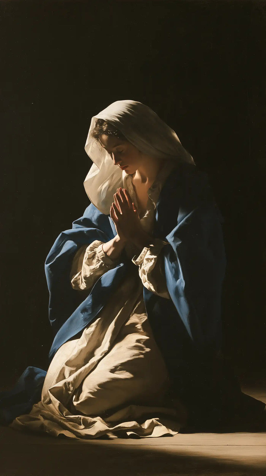 Virgin Mary in Prayer - Caravaggio Tenebrism · Portrait n° 13