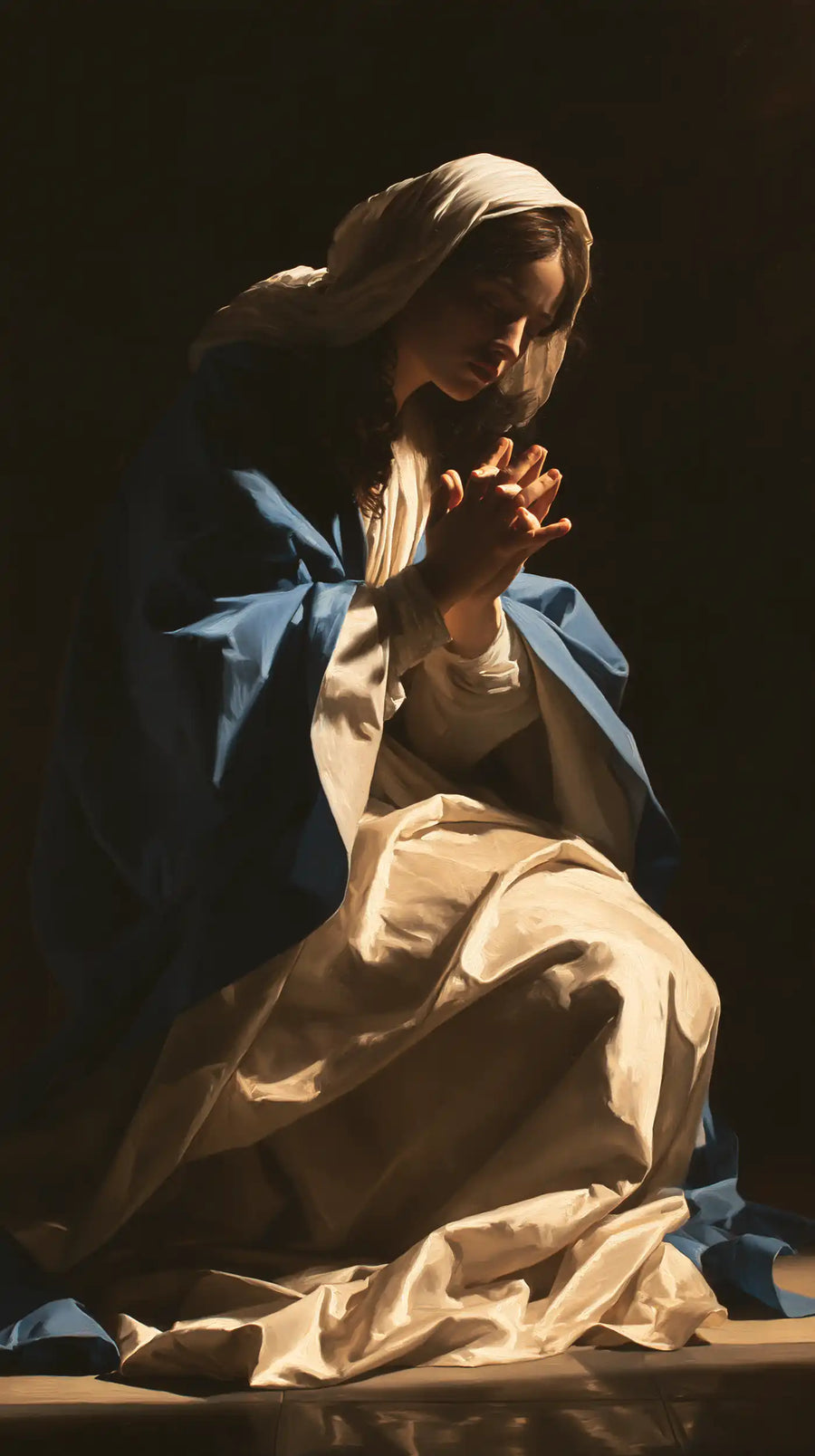 Virgin Mary in Prayer - Caravaggio Tenebrism · Portrait n° 20