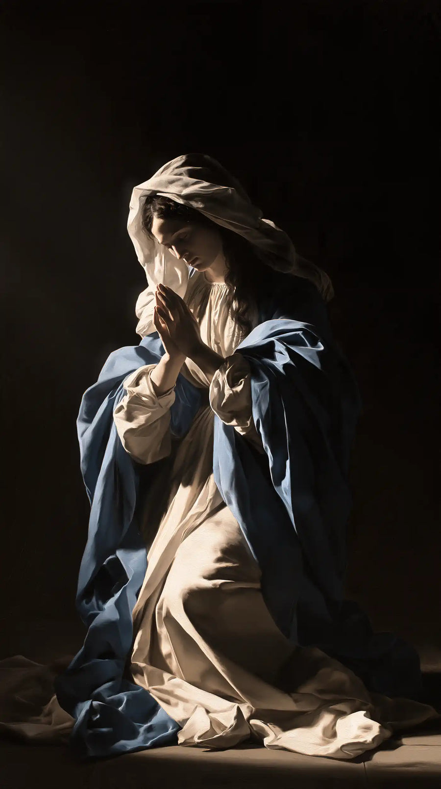 Virgin Mary in Prayer - Caravaggio Tenebrism · Portrait n° 21