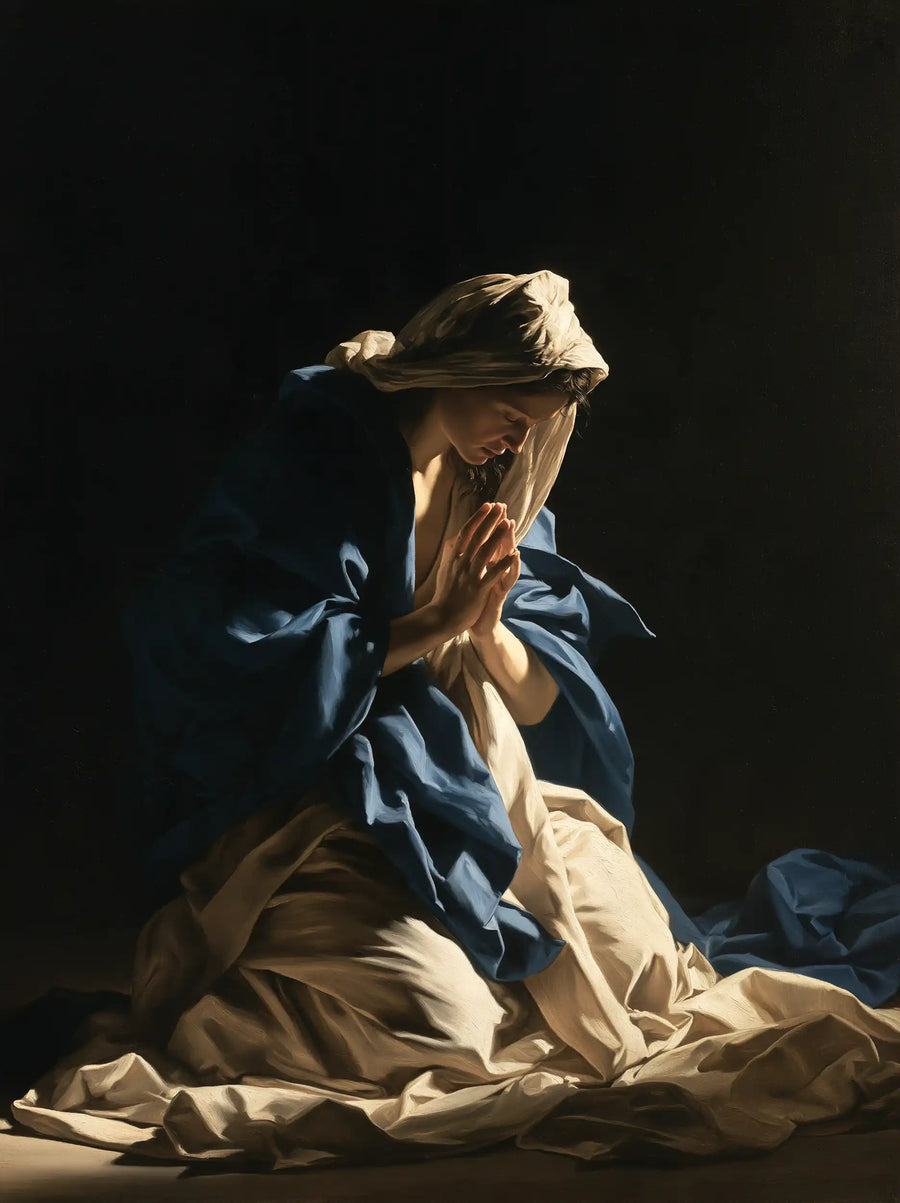 Virgin Mary in Prayer - Caravaggio Tenebrism · Portrait n° 22