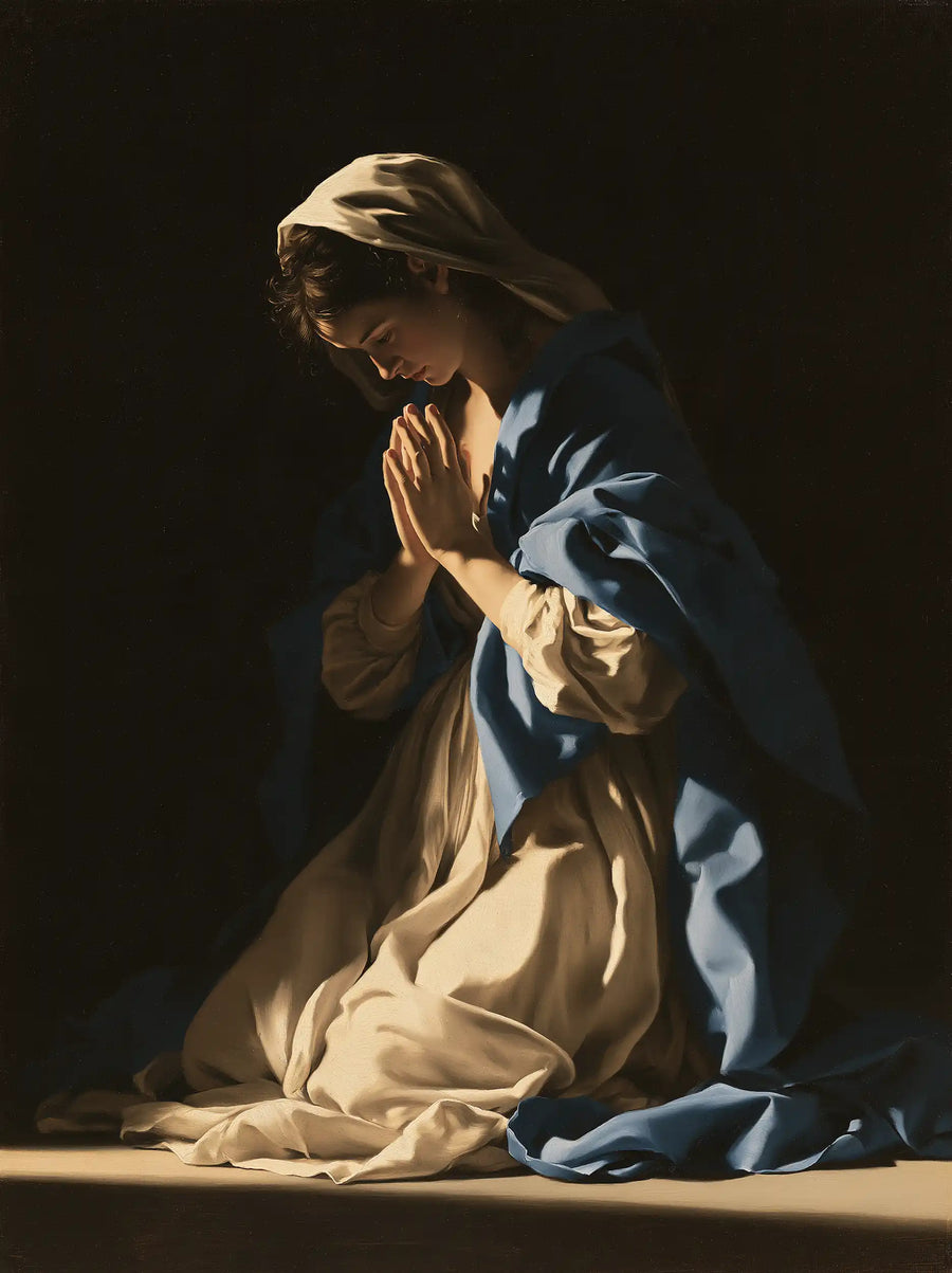 Virgin Mary in Prayer - Caravaggio Tenebrism · Portrait n° 23