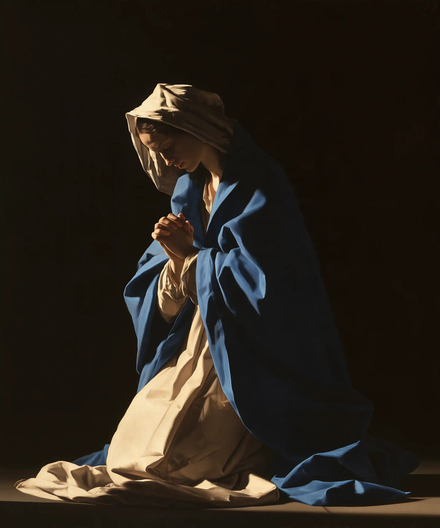 Virgin Mary in Prayer - Caravaggio Tenebrism · Portrait n° 27