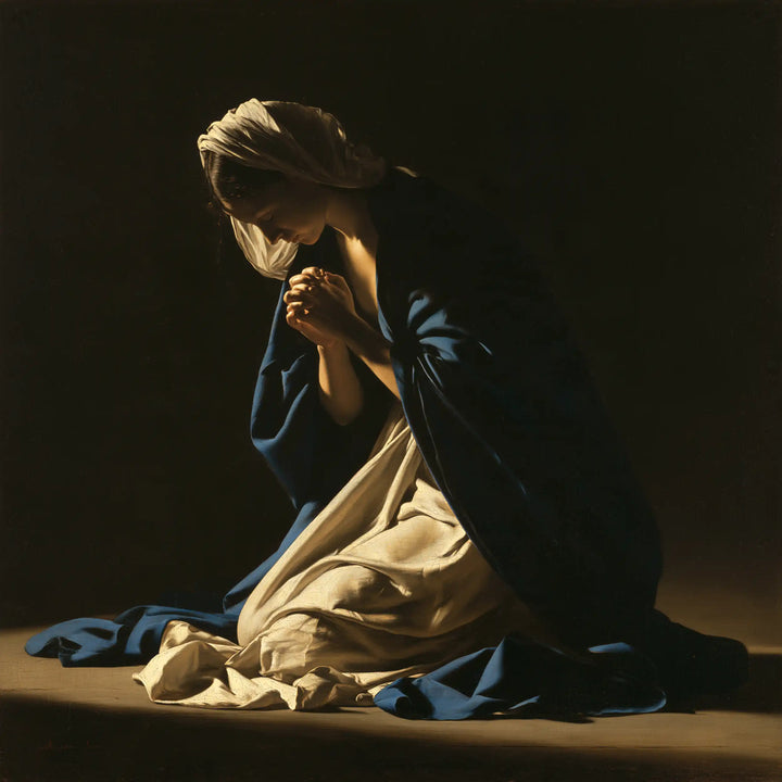 Virgin Mary in Prayer - Caravaggio Tenebrism · Square n° 4