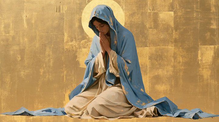 Virgin Mary in Prayer — Prayer upon Chequered Gold