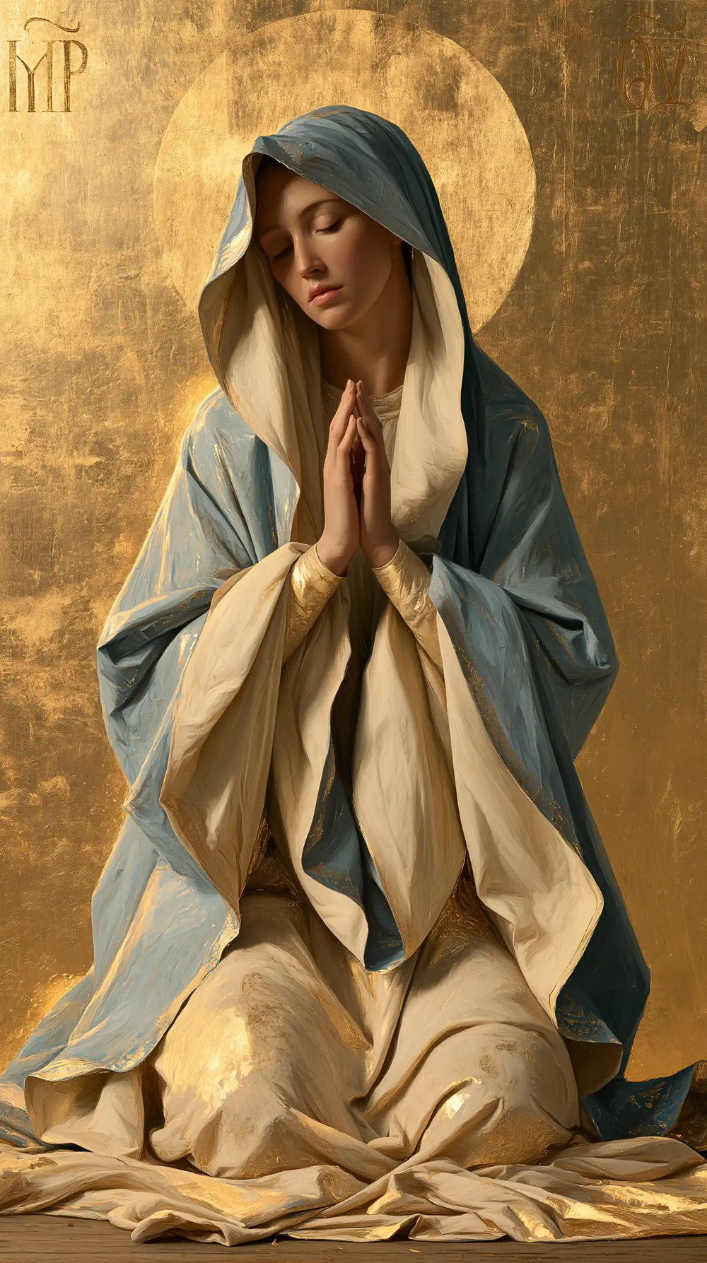 the Virgin Mary in prayer in Contemporary Byzantine style, portrait Christian artwork no. 3