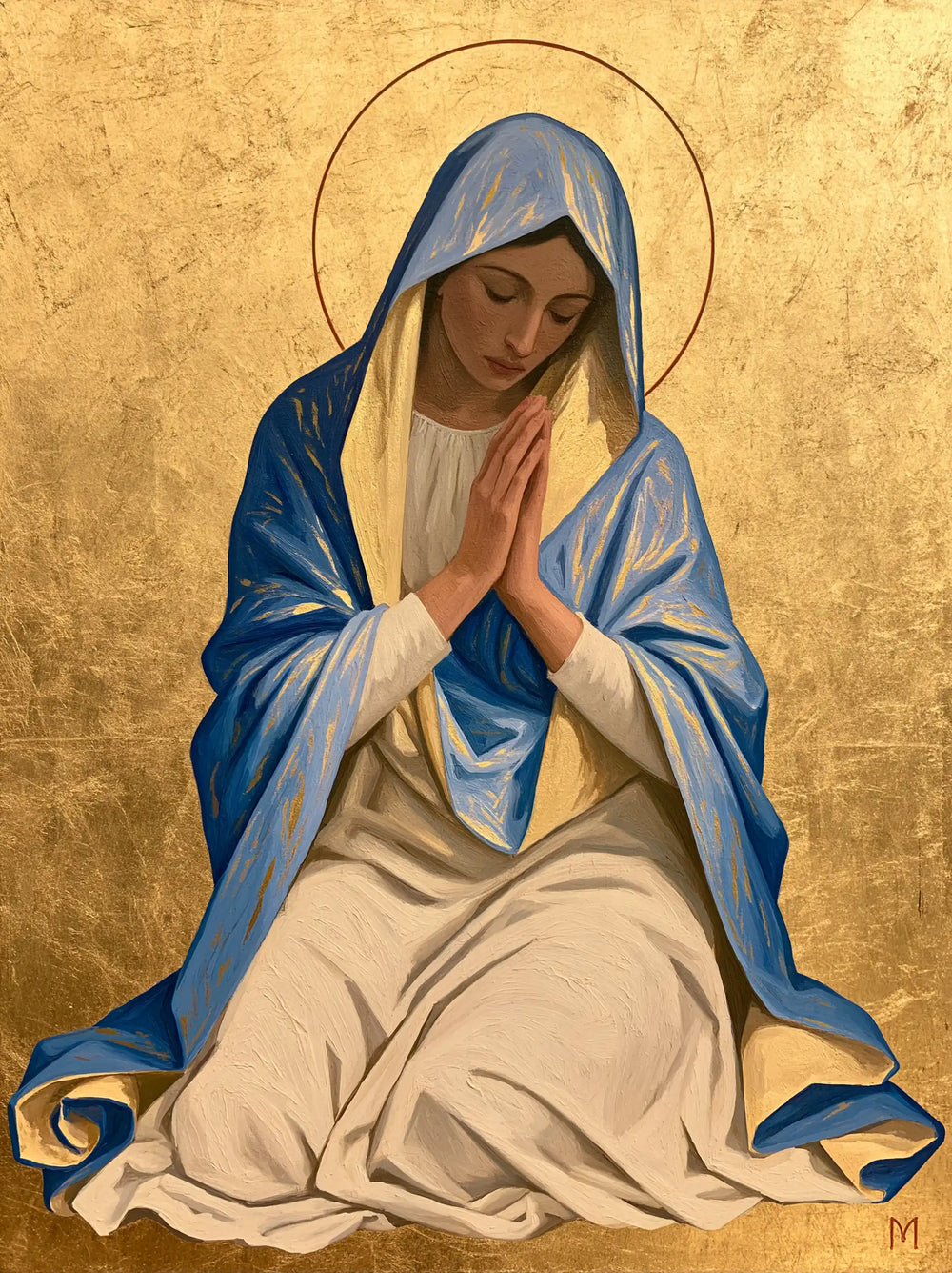 the Virgin Mary in prayer in Contemporary Byzantine style, portrait Christian artwork no. 15