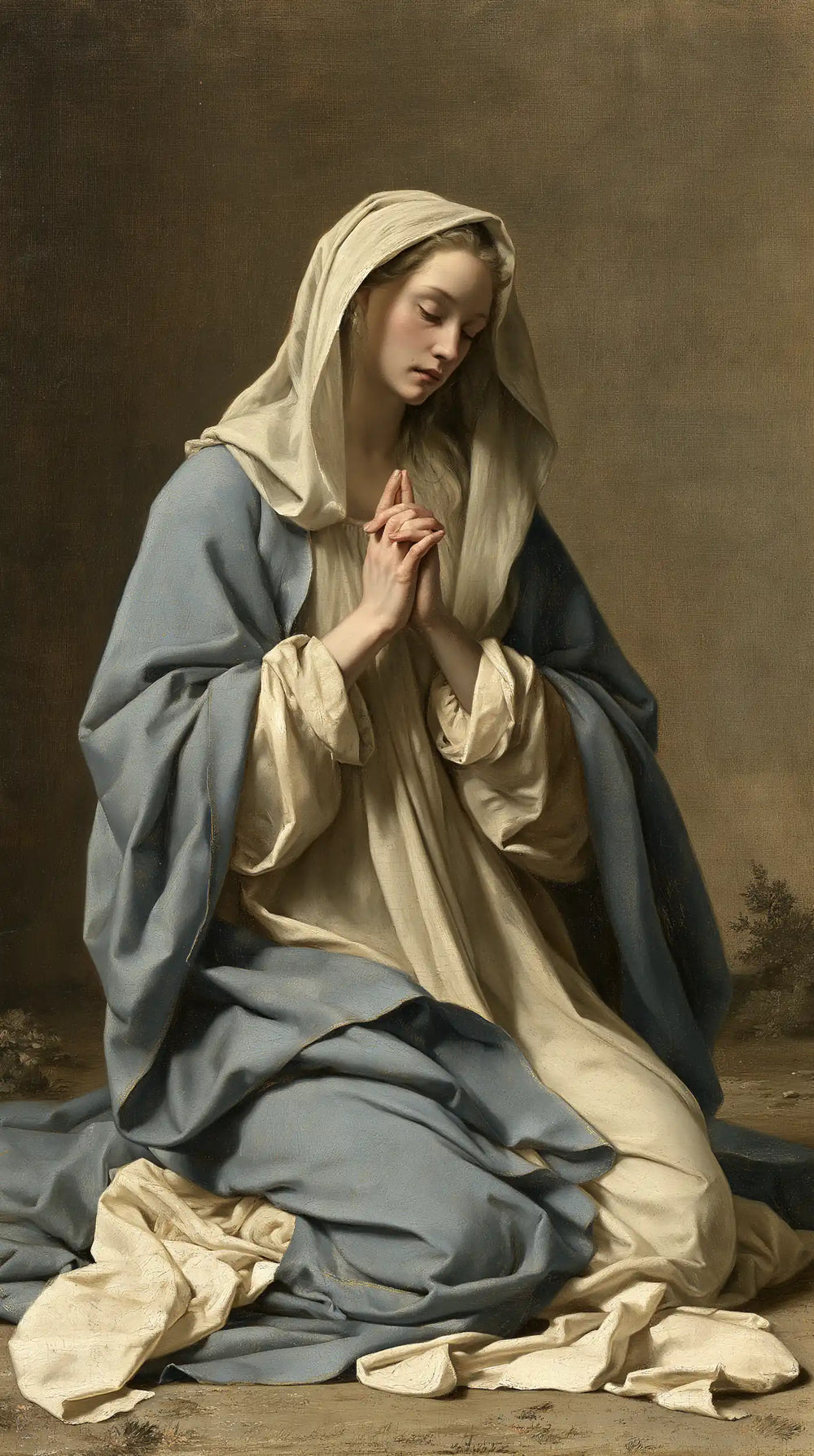 the Virgin Mary in prayer in Florentine Renaissance style, portrait Christian artwork no. 10