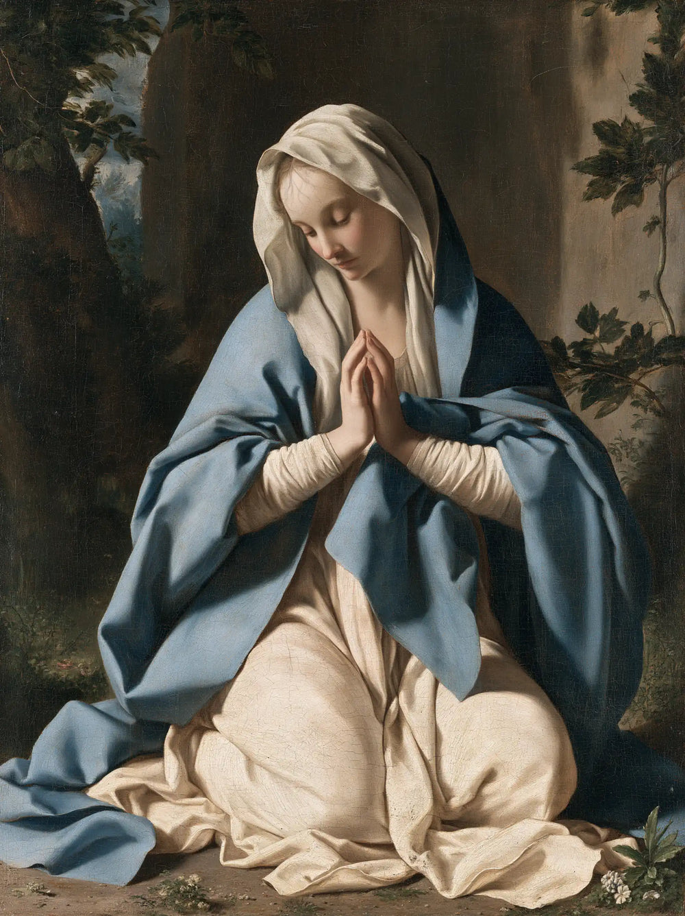 the Virgin Mary in prayer in Florentine Renaissance style, portrait Christian artwork no. 18