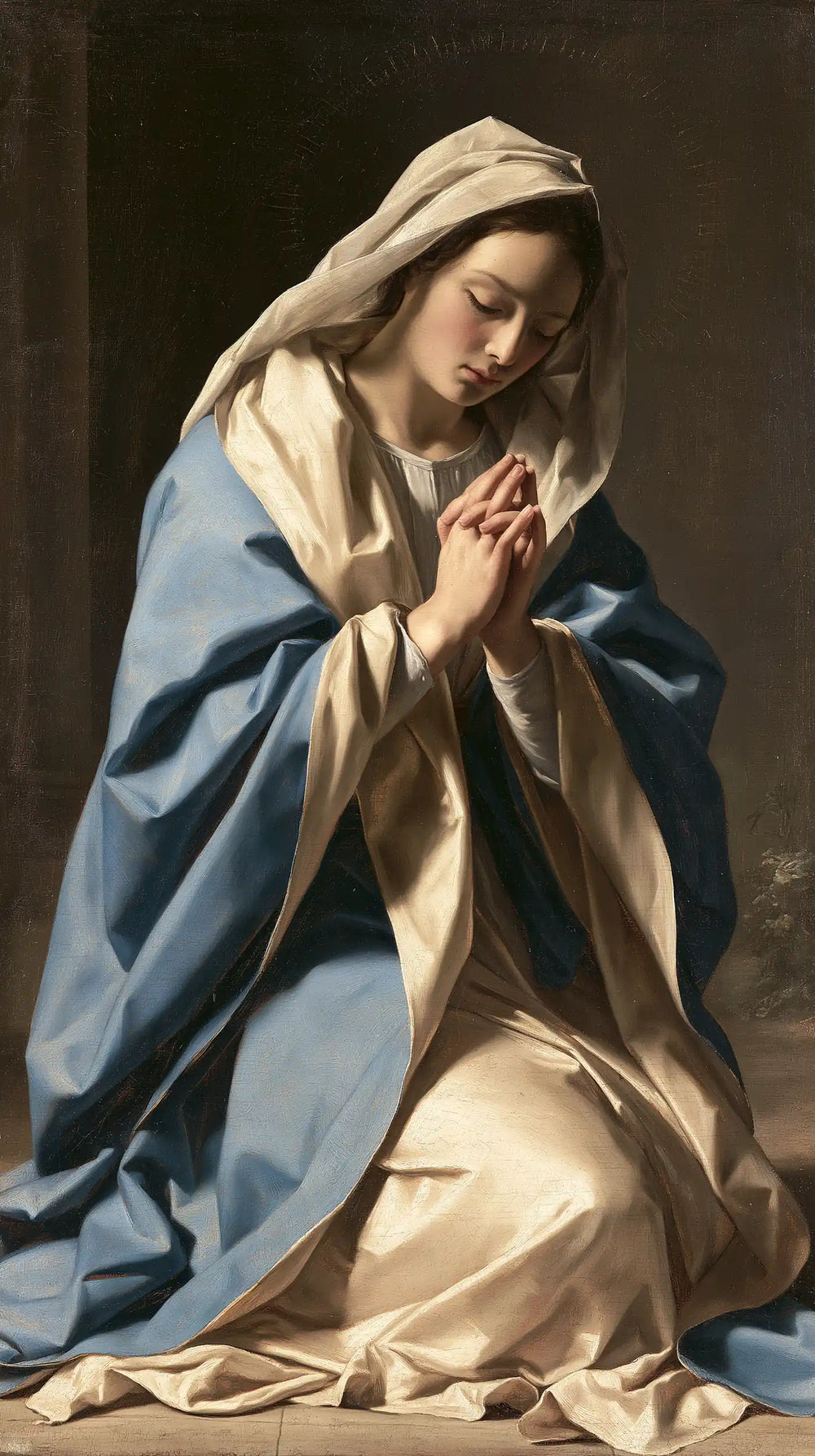 the Virgin Mary in prayer in Florentine Renaissance style, portrait Christian artwork no. 25