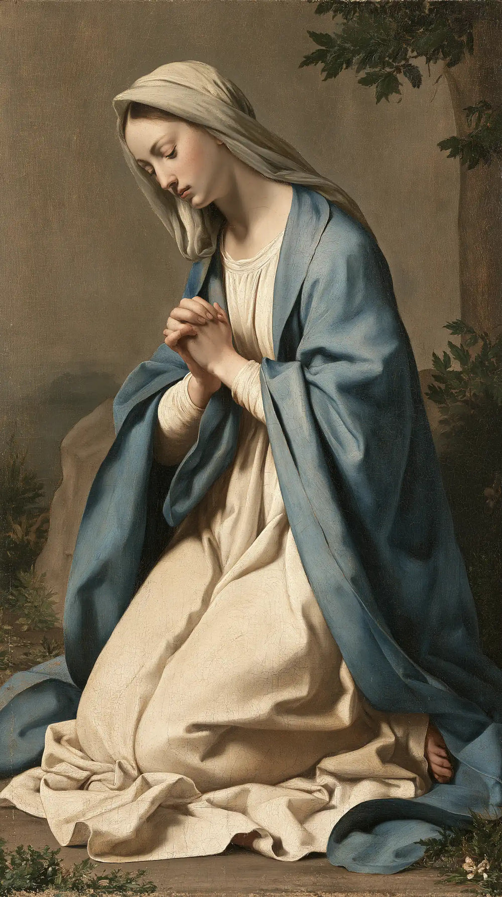 the Virgin Mary in prayer in Florentine Renaissance style, portrait Christian artwork no. 26