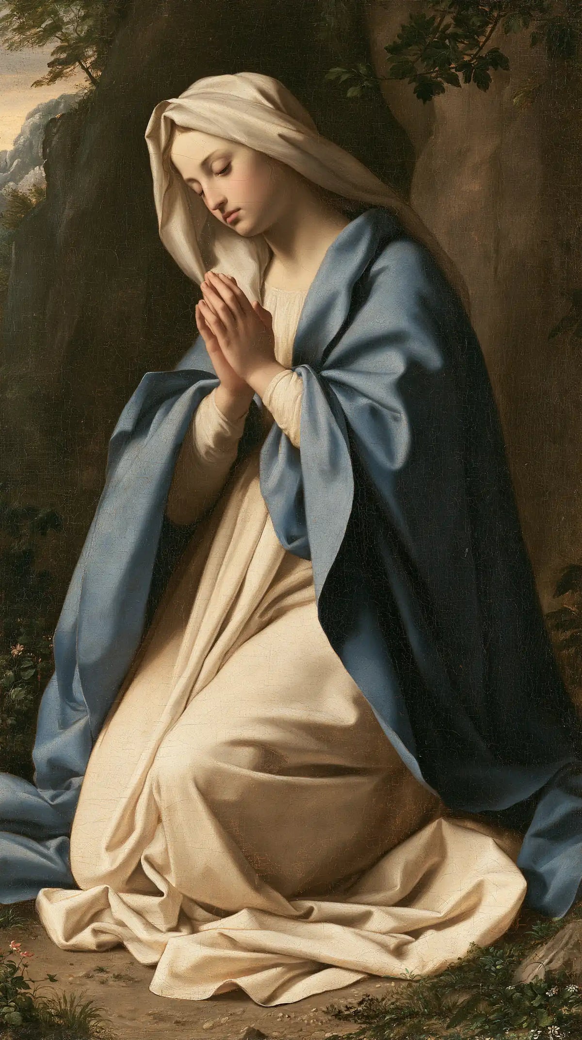 the Virgin Mary in prayer in Florentine Renaissance style, portrait Christian artwork no. 31