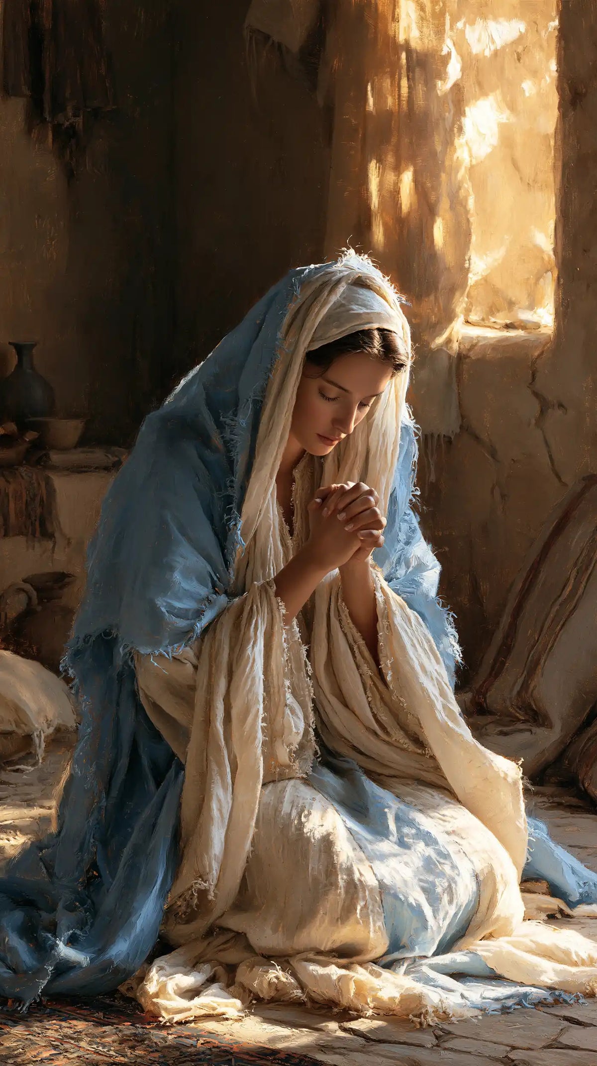 Virgin Mary in Prayer - Mary in a Biblical Interior · Portrait n° 2