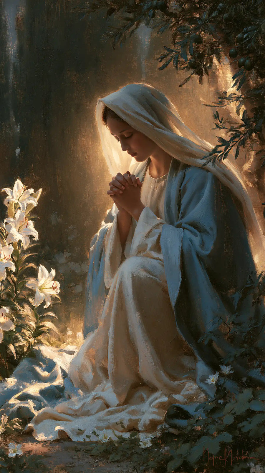 Virgin Mary in Prayer - Mary in a Biblical Interior · Portrait n° 4