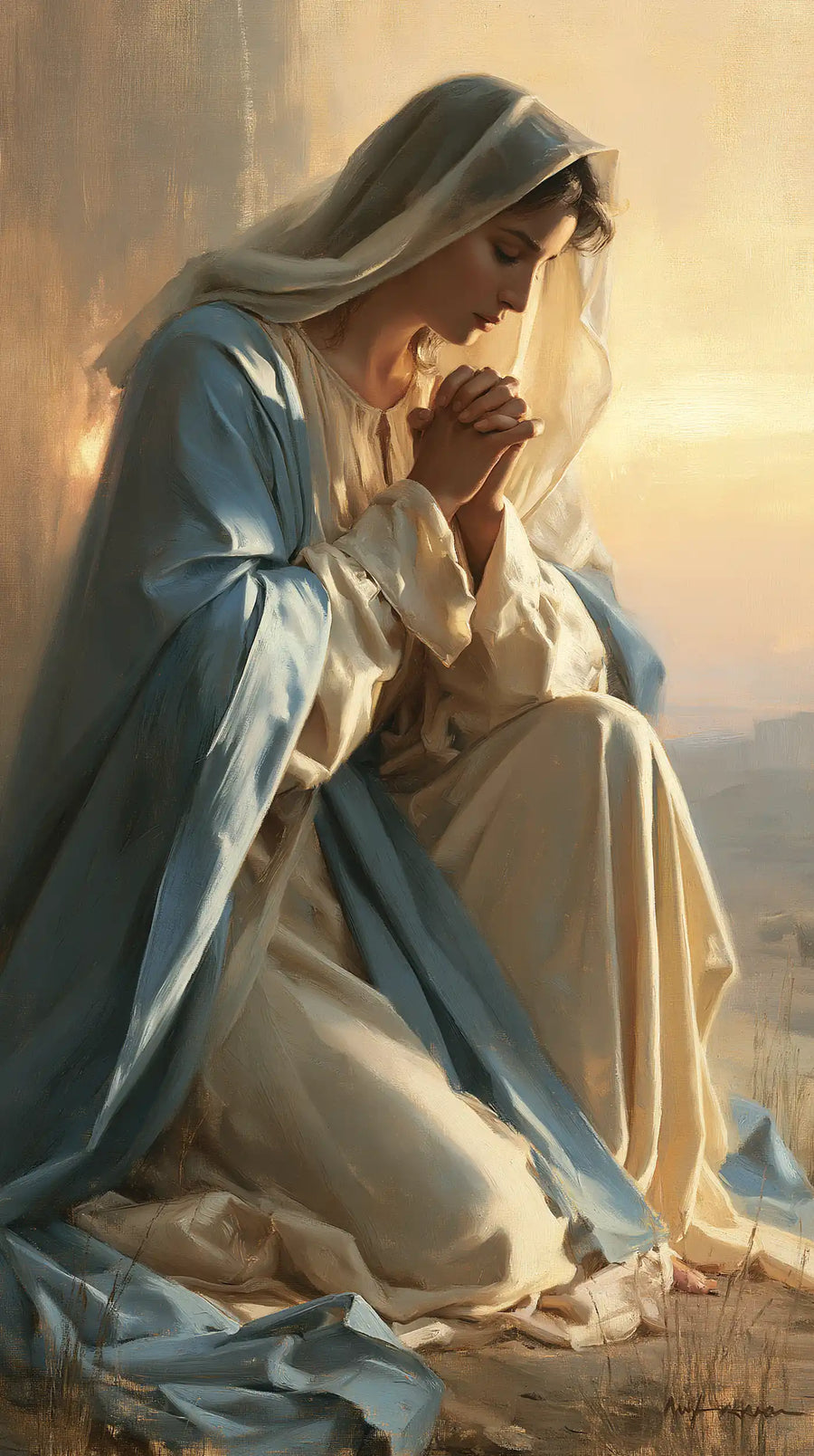 Virgin Mary in Prayer - Mary in a Biblical Interior · Portrait n° 10