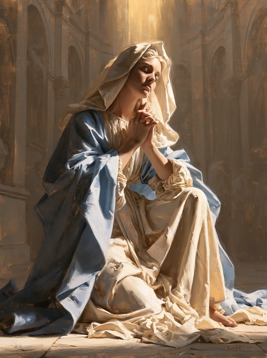 Virgin Mary in Prayer - Mary in a Biblical Interior · Portrait n° 20