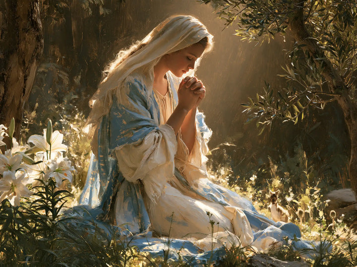 Virgin Mary in Prayer - Mary in a Sacred Garden · Landscape n° 4